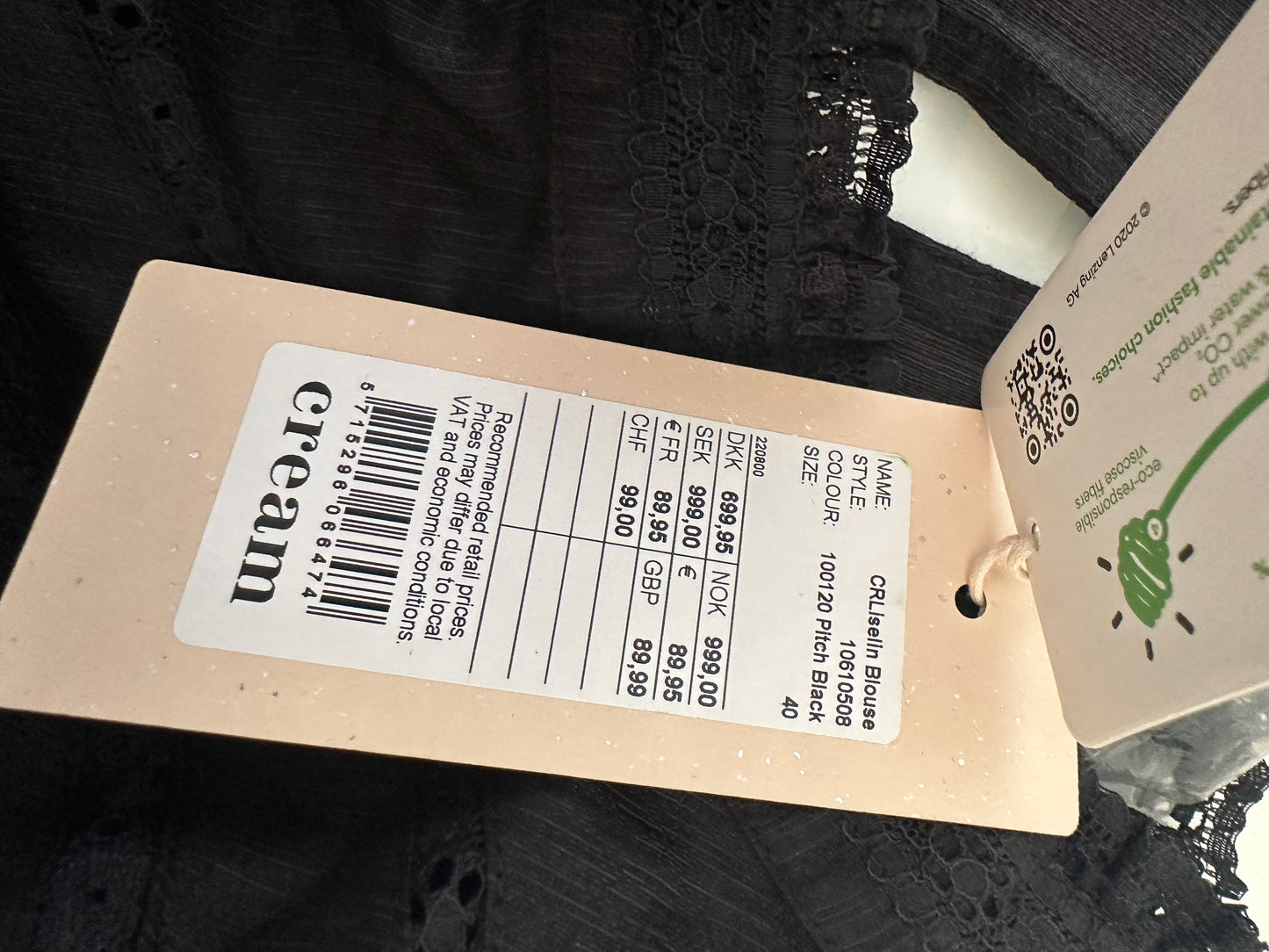 Cream shirt lange mouw NIEUW L
