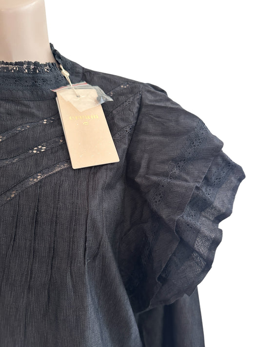 Cream shirt lange mouw NIEUW L