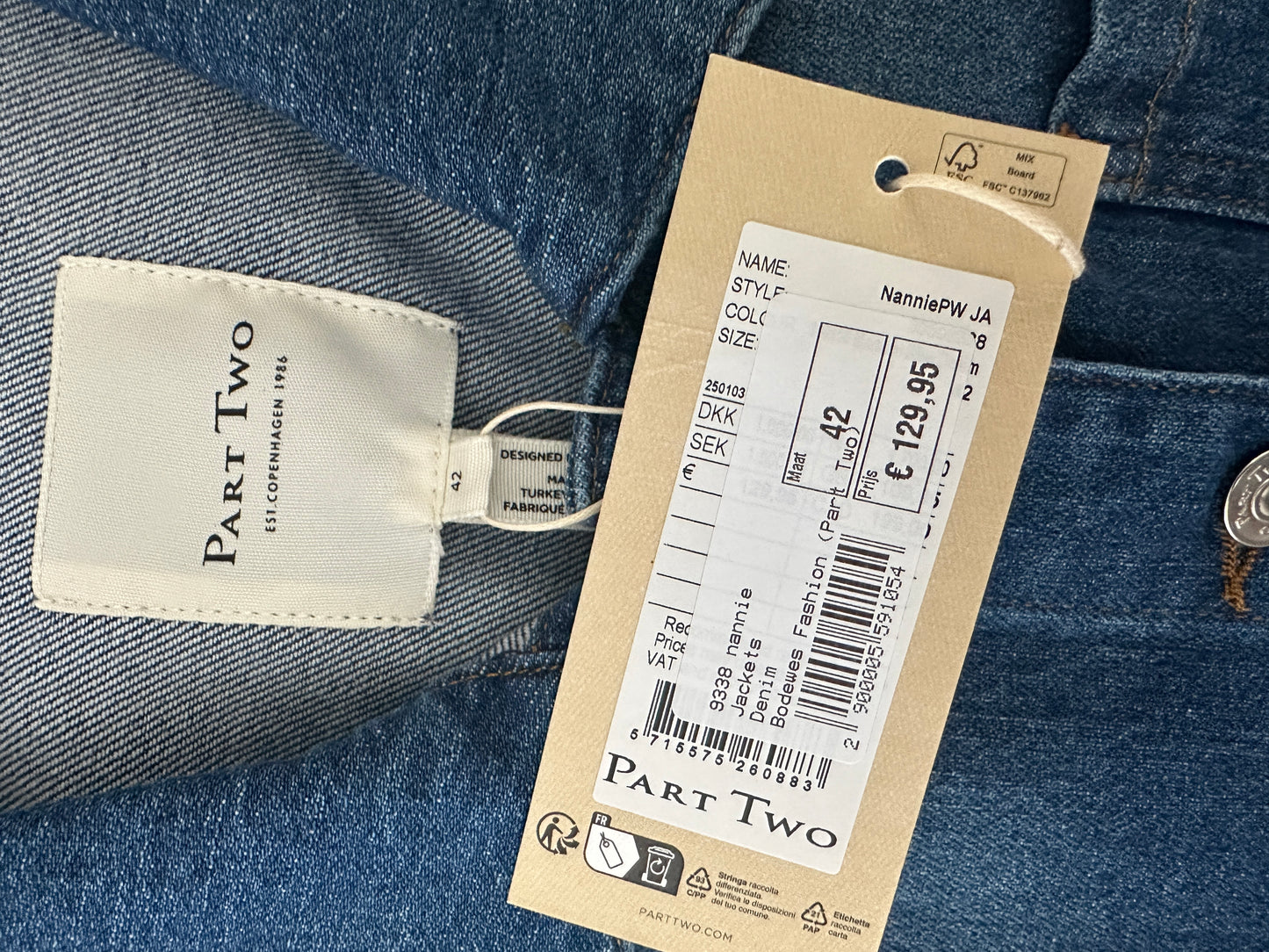 Part Two denim vest NEW XL